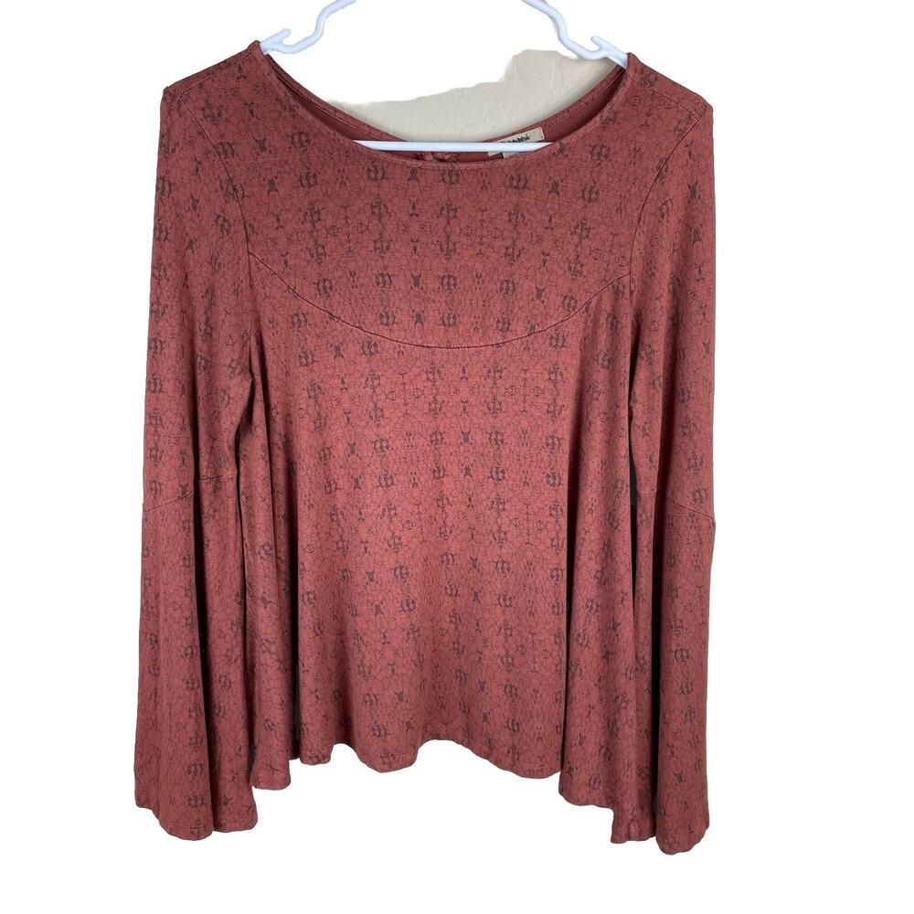 Anama Womens Printed Bell Sleeve Top Size S Boho 90s Grunge Whimsigoth Flowy